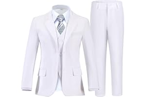 Fesenbo Boy's Suit Formal Slim Fit 5 Pieces Suit Set Blazer Vest Pants with Adjustable Waist Shirt with Tie