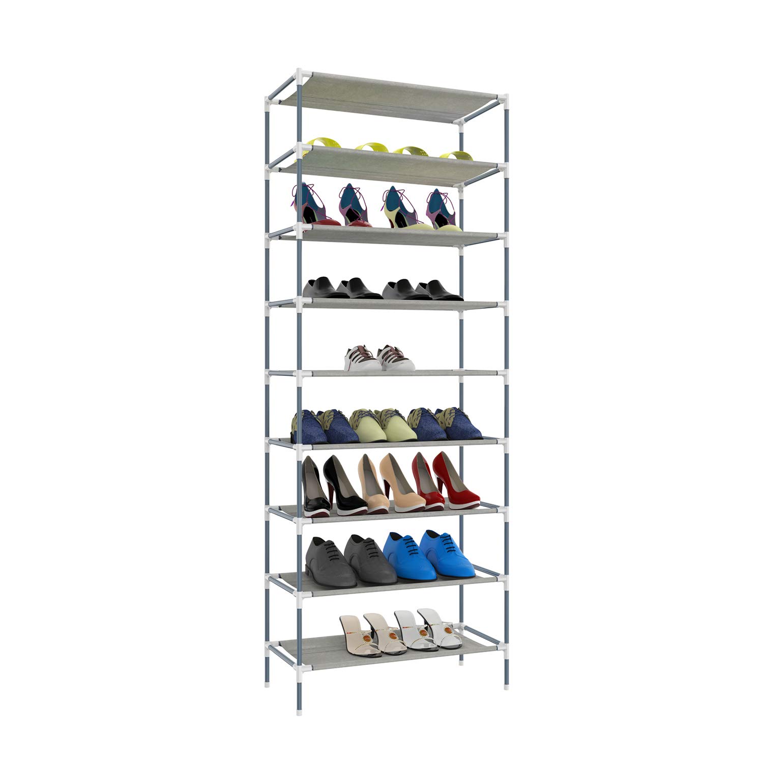 plohee Shoe Rack 10-Tier Tall Shoe Storage for Closets & Entryway Non-Woven Fabric Shoe Shelf Tower Easy Assembly (9 Tiers)