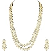 Aheli Fancy Wear Long Kundan Necklace Earring Set Ethnic Indian Bollywood Bharatanatyam jewellery set Gift for Women