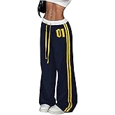 SOLY HUX Women's Baggy Sweatpants Wide Leg Ed Hardy Sweatpant Y2k Drawstring Pants Streetwear