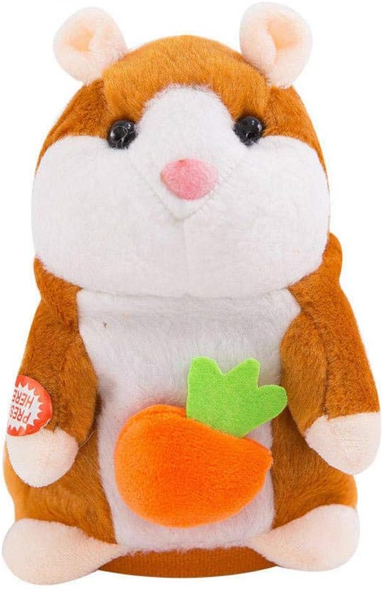 LBDFBJY Talking Hamster Mouse Toy, Repeats What You Say Electronic Pet Talking Plush Toy Cheeky Hamster Christmas Toy Speak Sound Record Hamster Gift (Light Brown, 16cm)