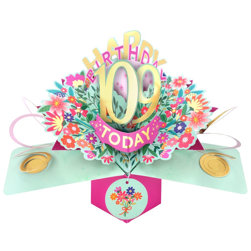 Happy 109th Birthday 109 Today Pop-Up Greeting Card Love Kate's Pop Up Cards Her POP215MC109