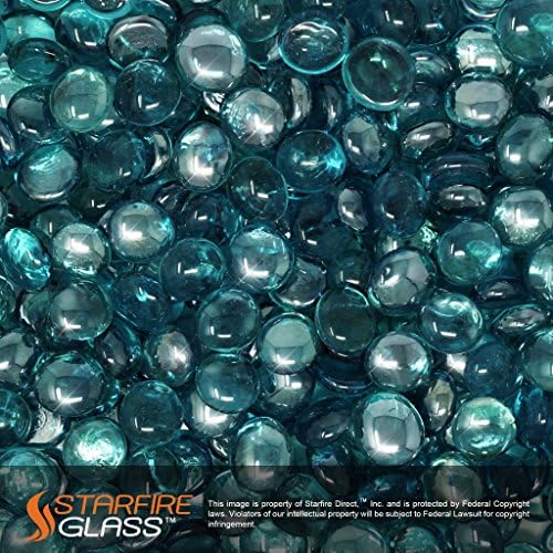 Starfire Glass 10-Pound Fire Glass "Fire-Drops" 1/2-Inch Warm Caribbean Blue Reflective