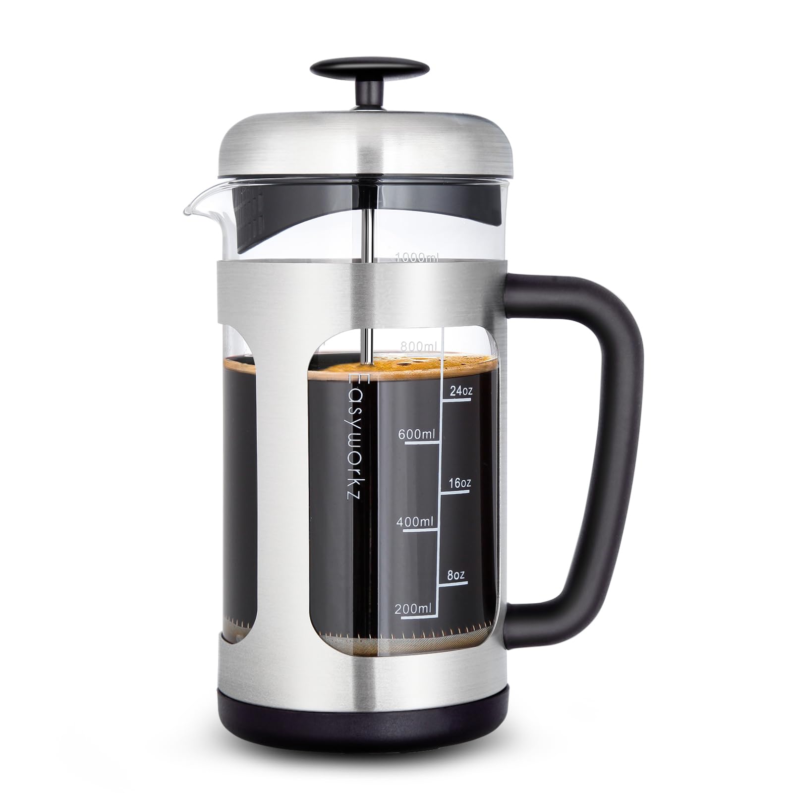 Easyworkz Stainless Steel French Press 1000ml Coffee Tea Maker with Soft Grip Handle