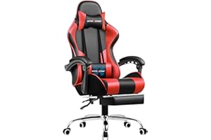 GTRACING Gaming Chair, Computer Chair with Footrest and Lumbar Support, Height Adjustable Gaming Chair with 360°-Swivel Seat 