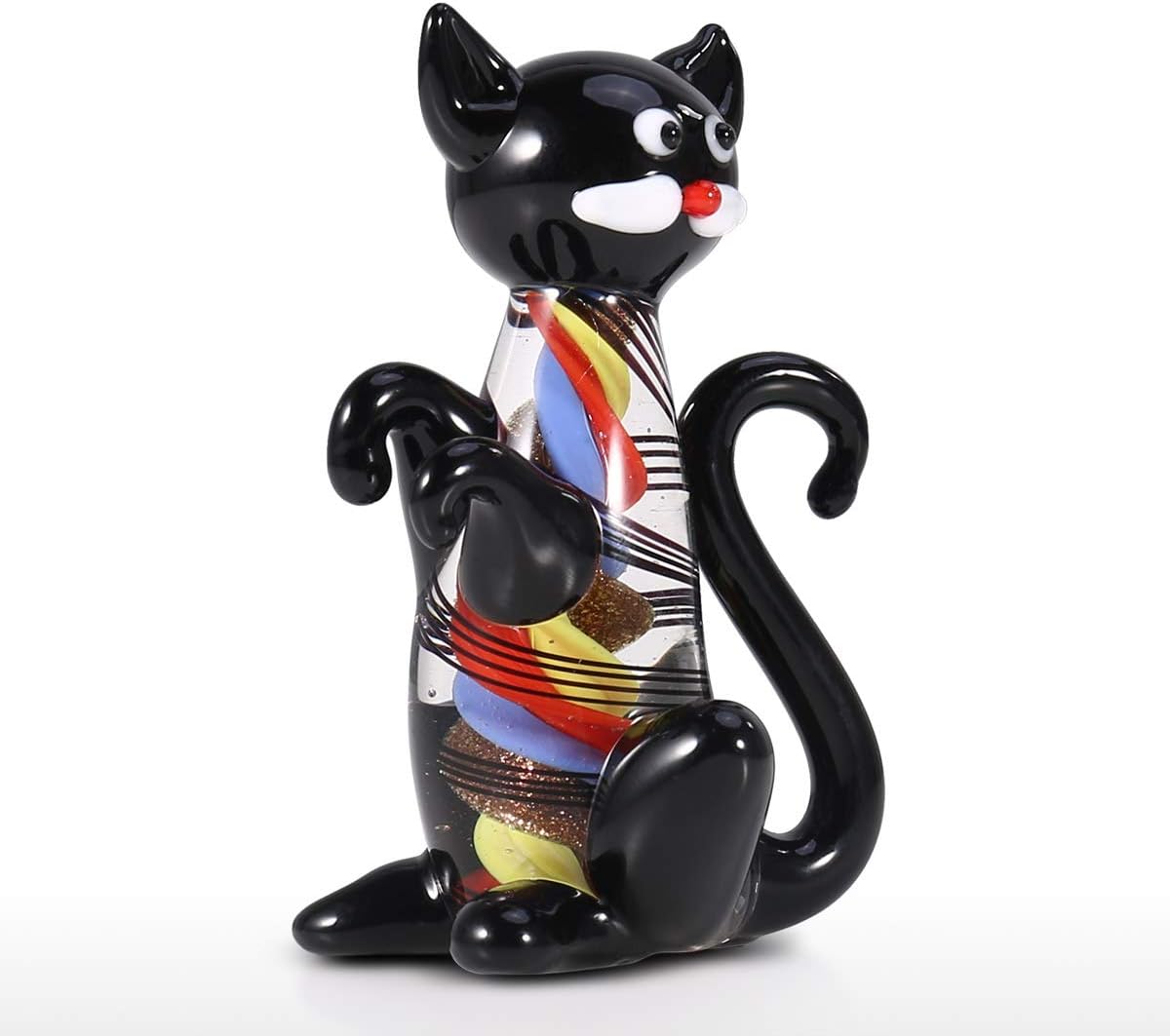 jeauty Noir Chaton Mini Mignon Chat Figurine En Verre Animal Statue Ornement A La Main En Verre Souffle Chat Figurine Anniversaire Decor Cuisine Maison Objets De Collection Dwteam In