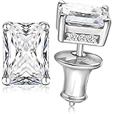 Women’s 2-4 Carat Moissanite Stud Earrings, D Color VVS1 Clarity Oval/Emerald/Pear/Round/Princess Cut Moissanite Earrings with Gold Plated, 925 Sterling Silver Solitaire Studs for Men