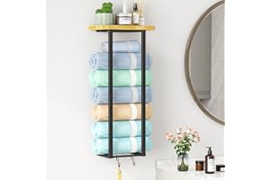 Homeiju Towel Racks for Bathroom, Towel Holder with Storage Shelf, 27 inch Towel Rack Wall Mounted for Small Bathroom, Wall T