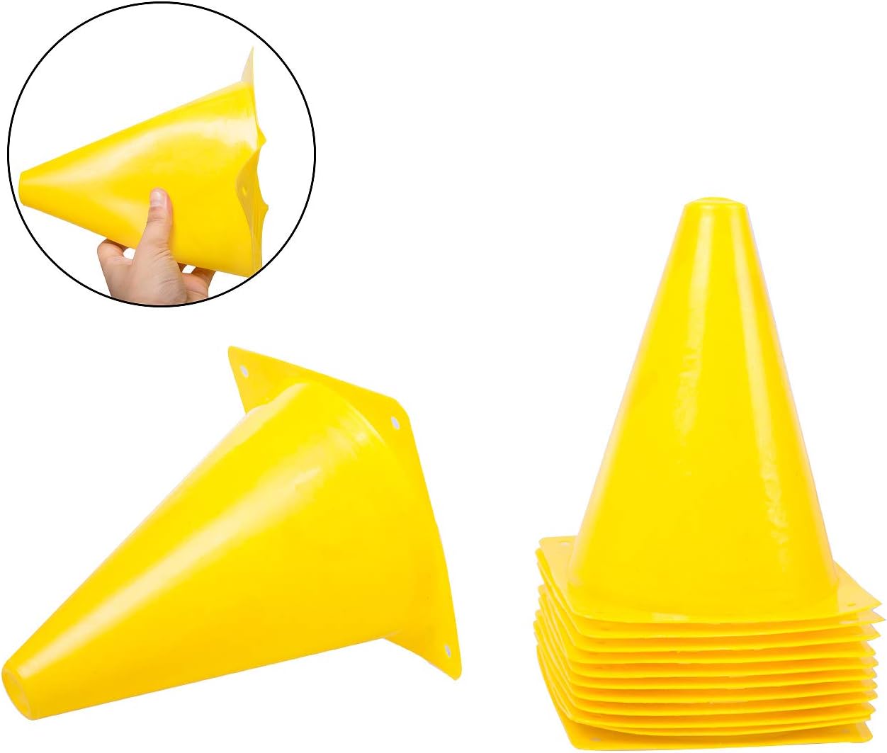 KINJOEK 30 Pack 7 Inch Sports Training Cones, Traffic Cones with Rounded Edges for Safety, Soccer, Football, Basketball Coaching, Agility, Drill Training, Field Marker Cones, Yellow : Sports & Outdoors