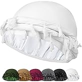 Ababalaya Adjustable Satin Lined Halo Turban for Men Women Twisted Tassel Head Wraps Sleep Cap Beanies Turban Durag