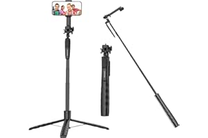 ZZR SEVEN Tripod for iPhone, Selfie Stick for iPhone with Remote, Phone Tripod for Recording,Compatible with All Cell Phone and Camera A69S (72")