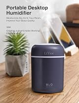 LtYioe Portable Humidifier Navy Black USB Quiet Evening Desk Mist 2 Modes Night view 2