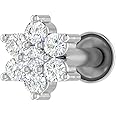 0.04 to 0.15 Carat 7-Stone Cluster Diamond Nose Pin Stud in 18K Gold
