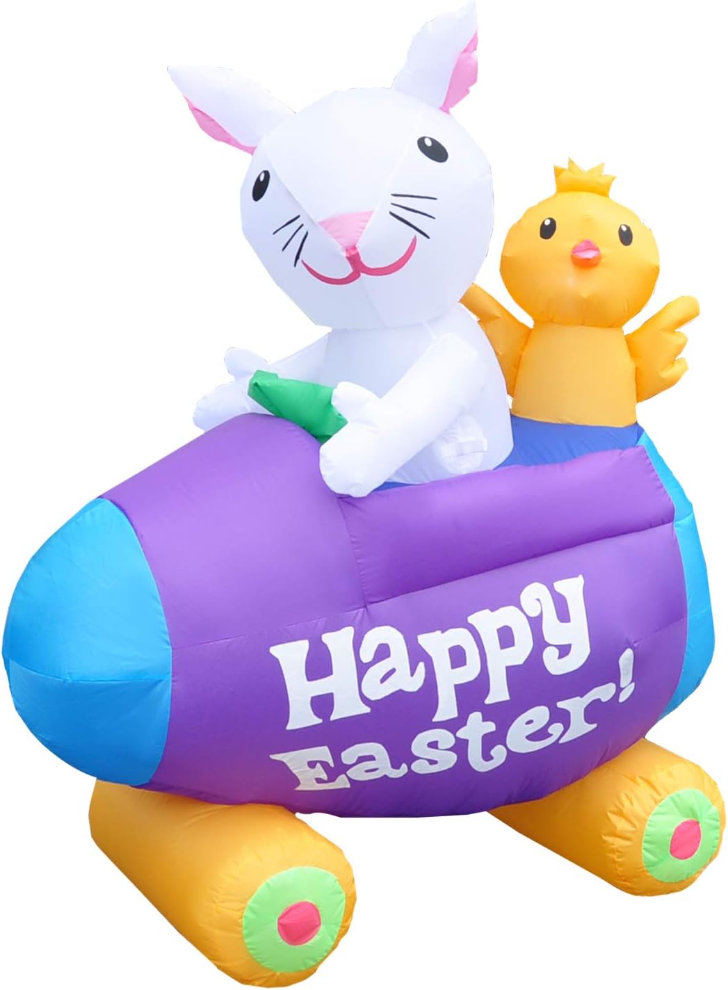 patio egg diffuser on Patio Lawn Garden Seasonblow 5 Ft Led Light Inflatable Easter Bunny Driving Car With Baby Chick In Egg Decoration Blow Up For Yard Lawn Garden Home Outdoor Indoor Holiday Decor Outdoor