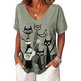 Womens Short Sleeve Summer Tops V Neck Dressy Casual Shirts Trendy Tunic Blouses 2026 Vacation Fashion Clothes