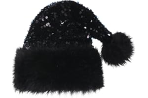 Slsxip Personalized Sequin Santa Hat for Adults, Red Glitter Christmas Party Hat, Xmas Halloween New Year Holiday Headwear