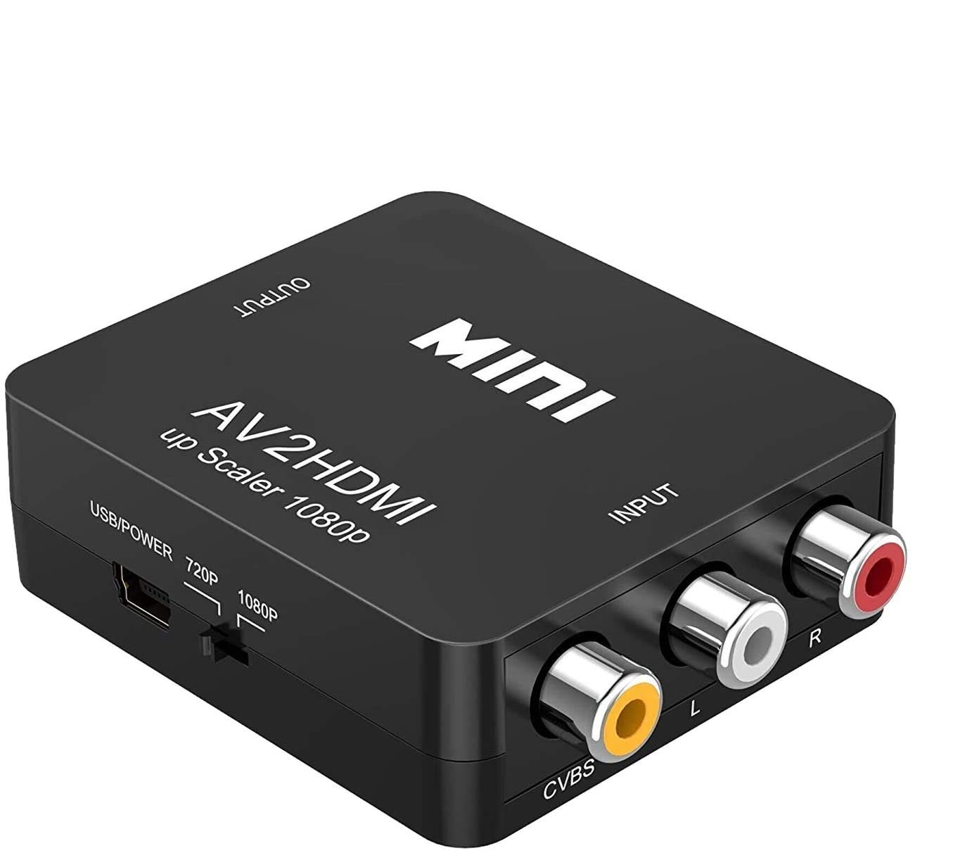 GLER RCA to HDMI, AV to HDMI Video Converter, 1080P Mini Adapter, Supporting PAL/NTSC with USB for TV/PC/Gaming Console/VCR/DVD Players