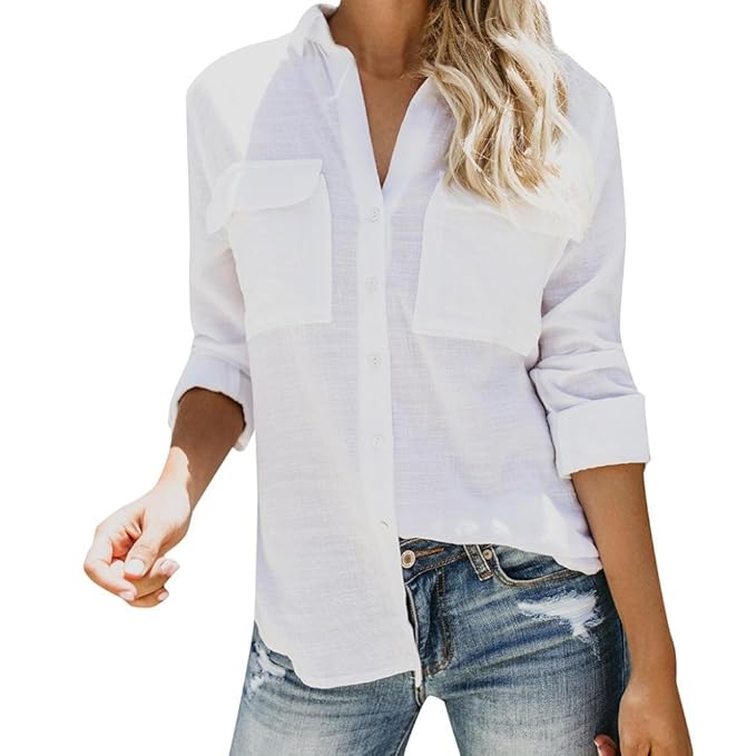 Clearance Odgear Women Cotton Linen Long Sleeve Shirt