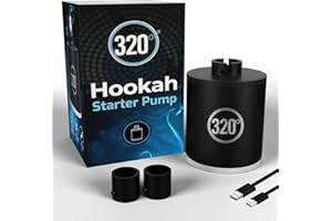 320º Hookah Shisha Pump 1300 mAh Rechargeable Battery - Electric Air Pump with Led Light Shisha Pump Starter - Universal Shisha Hookah Starter Kit Helper - Shisha Hookah Starter Vacuum - Nicotine Free
