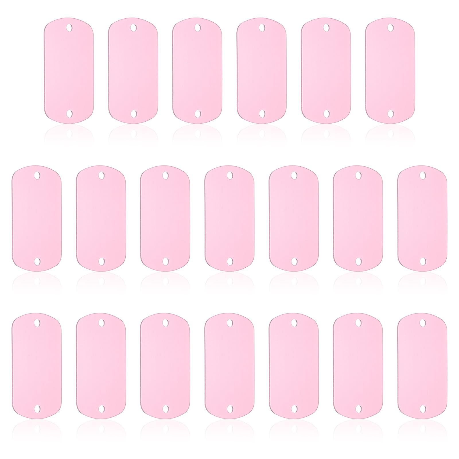 PATIKIL 20pcs Metal Stamping Blanks, Rectangle Stamping Tags Blanks Aluminum Plate DIY Name Tags 5x3cm Metal Engraving Blanks 2 Holes for Laser Engraving Stamping Craft Dog ID Tags, Pink