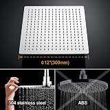 GRIFEMA 12 Inch Rain Shower Head Square High-Pressure 304 Stainless Steel Chrome view 7
