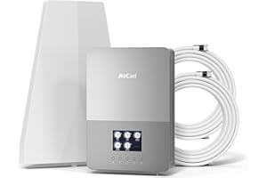 Atcall Cell Phone Booster for Home, Up to 5,000 Sq Ft, Real Time LCD Monitor, Built-in Antenna, Cell Phone Signal Booster for All U.S. Carriers, FCC Approved