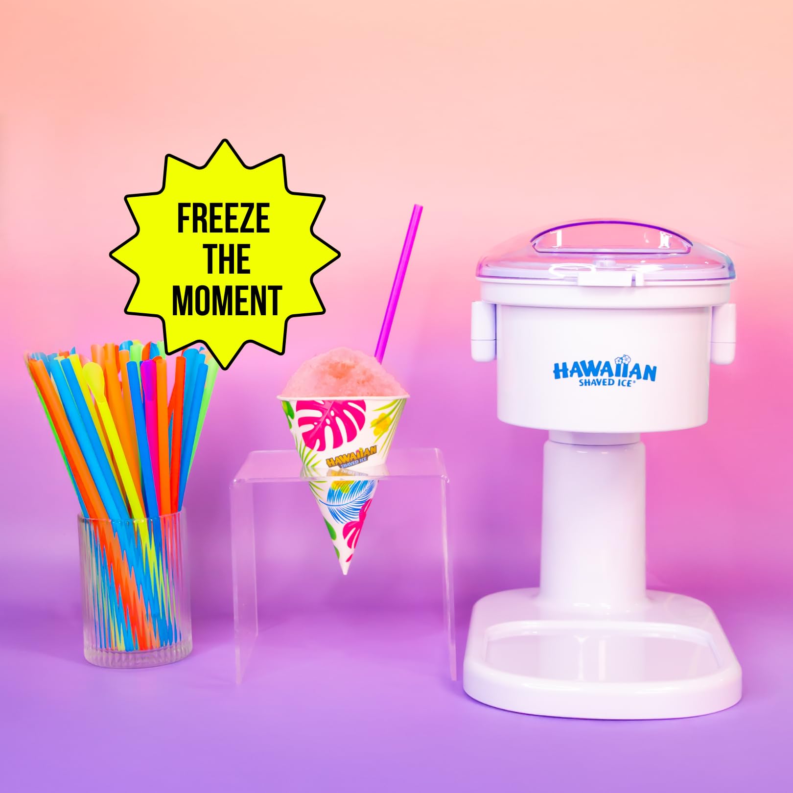 Hawaiian Shaved Ice Kid-Friendly S700 Classic Snow Cone and Shaved Ice Machine with Instruction Manual, Tip Card, and 1-year Manufacturer’s Warranty, 120V, White