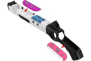 Geekria Game Gun Compatible with Nintendo Switch/OLED Joy-Cons Grip, Pixel Gun 3D for Nintendo Switch, Splatoon, Resident Evil, Juarez, Hunting Simulator Type Shooting Gaming Accessories