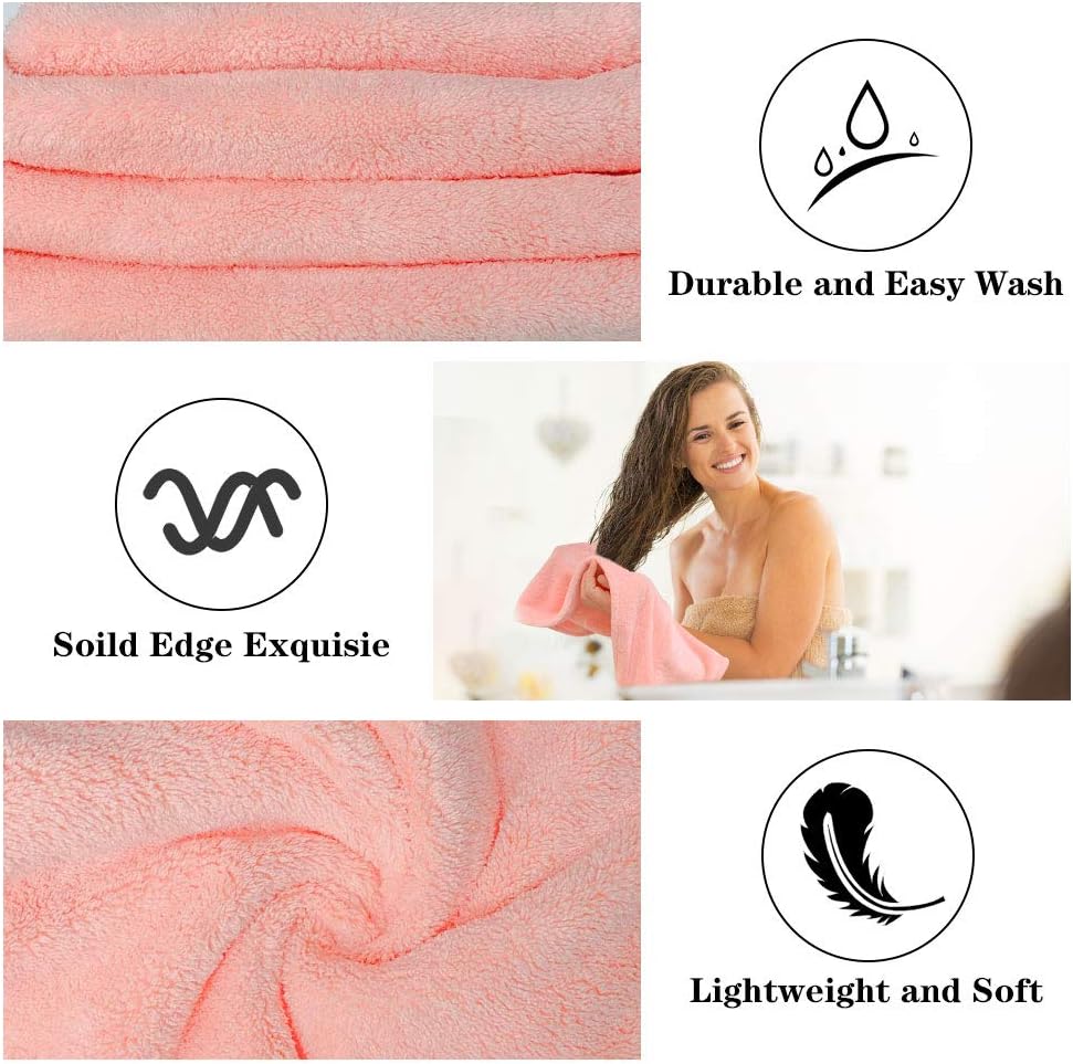 Microfiber Hair Towel with Button - pocova Original Magic Instant Hair Dry Wrap for Women Rapid Drying Hair Turban, 3 Pack Hair Care Cap for a Bath 3 Color (Blue Pink and Grey): Kitchen & Dining