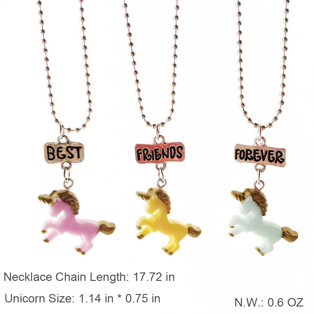 3pcs Necklace Set for Best Friends Unicorn Necklace Pendant Symbolize Girls Boys Best Friendship Necklace Last Forever Children Delicate Gifts