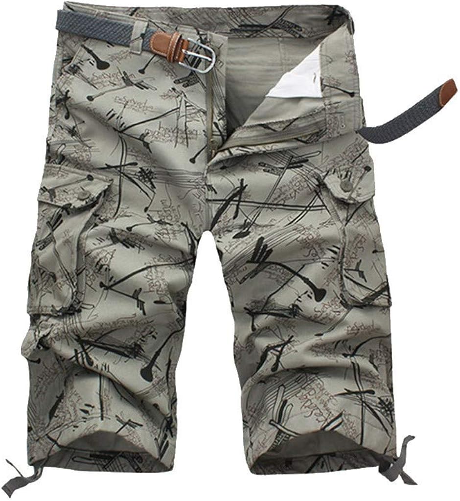Cargo Shorts Forthery Men's Summer Floral Print Relaxed Fit Multi-Pocket Beach Work Trouser 