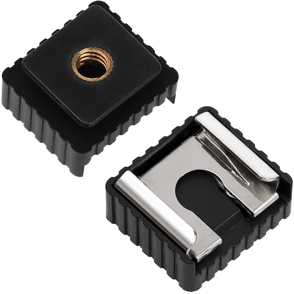 Camera Flash Hot Shoe Mount Adapter to 1/4" Thread Hole for Flash Holder Bracket Light Stands Umbrella Holder Flash Bracket (2 Pack)