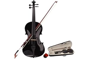 YTPPWN 4/4 Beginner Violin for Adults,Complete Full Size Violin Kit with Portable Case,Bow, Rosin All Accessories Included (4/4 Black)