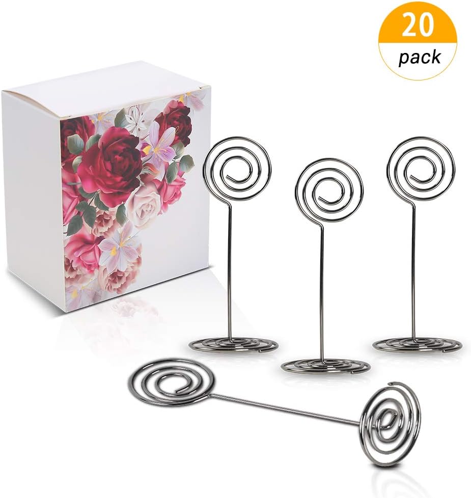 TanJean Table Number Holders, 20 Pieces Table Card Holders Table Pictures Stand for Place Cards Wedding Party Office Desk Name Memo Menu Clips