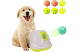 MKSY Automatic Dog Ball Launcher for Small to Medium Sized Dogs, Dog Interactive Toy Pet Ball Thrower with Balls (Yellow)