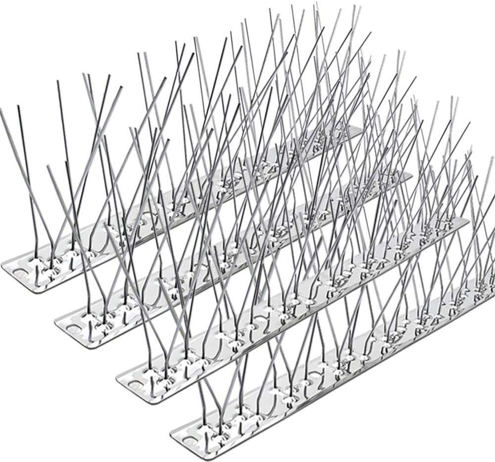 Backyard Birding & Wildlife - PANGCH Bird Spikes for Pigeons Small Birds,Stainless Steel Bird Spikes -No More Bird Nests & Poop-Disassembled Spikes 10 Strips 10.82 Feet Coverage