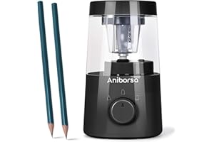 Aniborsa Electric Pencil Sharpener, Helical Blade Automatic Pencil Sharpener, Battery/USB Cord Operated Adjustable Sharpness for 6-8 mm Pencil, Classroom, School, Office, Home, Black