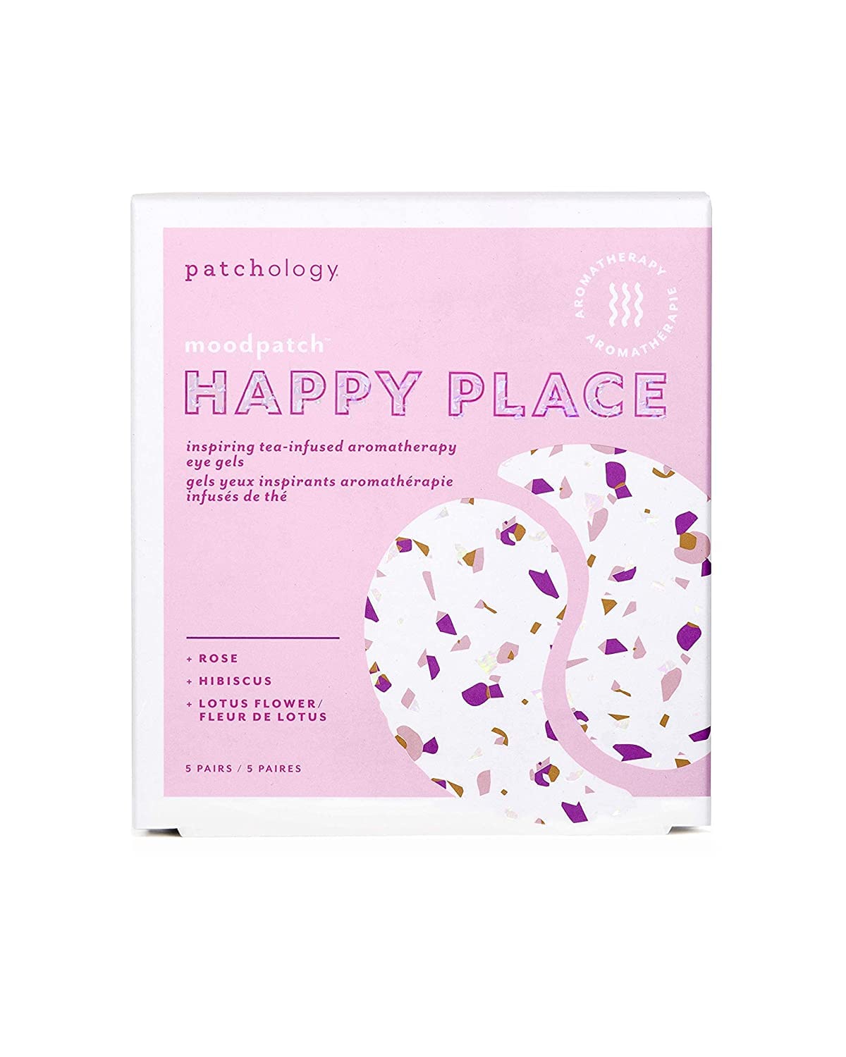 Patchology Happy Place Under Eye Patches - Overnight Anti-Aging Masks for Dark Circles, Puffy & Eye Bags, & Wrinkles - Brightening & Depuffing Skin Care Undereye Pads for a Youthful Glow (5 Pairs)