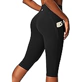 IUGA Capri Leggings for Women with Pockets Women's High Waisted Knee Length Capris Compression Yoga Pants Workout Leggings