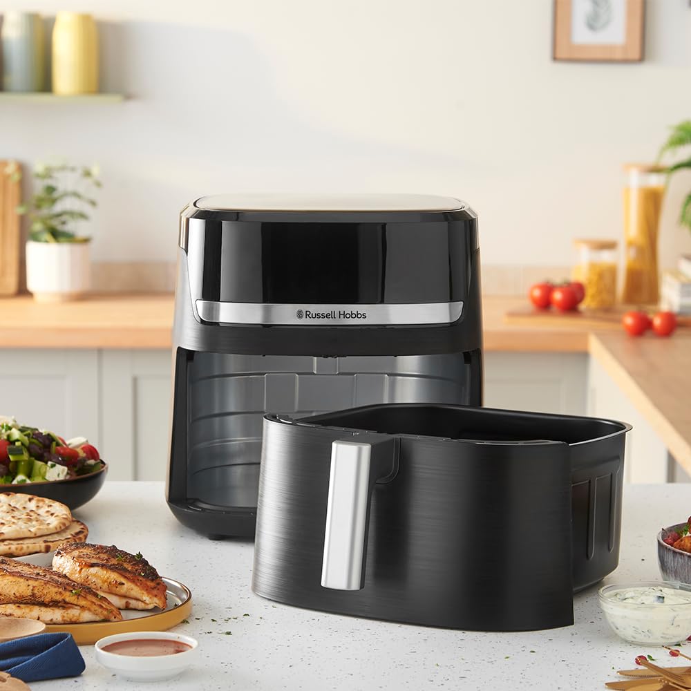 Russell Hobbs Heißluftfritteuse XXL 8,3L Rapid AirFryer [kompaktes Gehäuse, sehr leise, Pizza Ø 26cm] SatisFry (9 Programme, spülmaschinenfest, Fritteuse ohne Öl, TouchScreen,Grillen,Backen) 27632-56 2