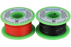 BNTECHGO 24 Gauge Silicone Wire Spool red 50ft and Black 50ft Flexible 24 AWG Stranded Tinned Copper Wire