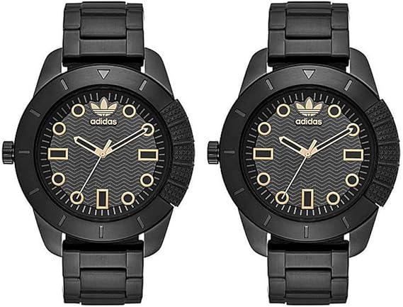 Amazon アディダス Adidas ペアbox付 メンズ ペアウォッチ シェア Super Star スーパースター 48mm ブラック ステンレス 10気圧防水 2本セット Adh3087adh3087 腕時計 並行輸入品 メンズ腕時計 腕時計 通販