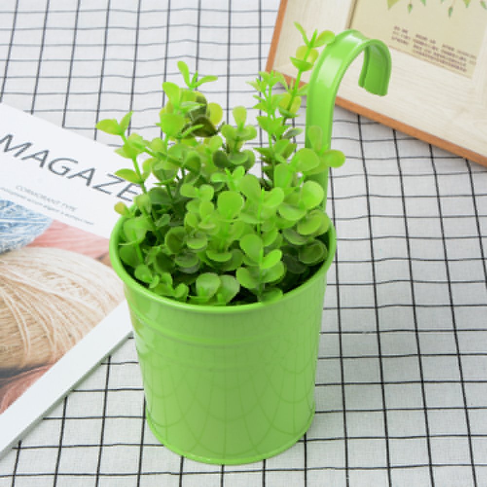 Uthome 10 Pcs metal hanging flower pots Iron Bucket Flower Holders,Sand bucket,flower pots outdoor,Balcony Garden Pots Wall Planters Home Decor (Incidental 3 pcs Plant Support)