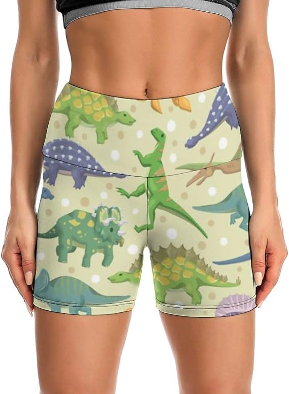 MINGYAMY Women�s High Waist Yoga Shorts Cartoon Style