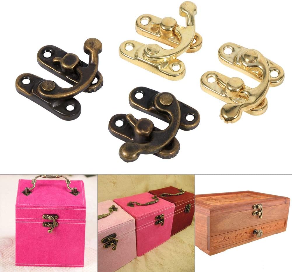 GOTOTOP 12PCS Antique Left Right Latch Hook Hasp Wood Jewelry Box Hasp Catch Decoration With 48 Screws(Left-Bronze) - Image 5