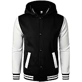 HOOD CREW Mens Casual Sports Varsity Jacket Fashion Hooded Letterman Jackets
