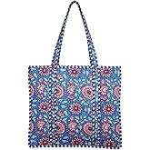 COTSILER Women Tote Bags Lightweight 18x16 Zipper Travel Bag Purse Cotton Shoulder Tote Bags For Shopping,Grocery,Beach Bag