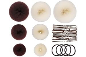 7 Pcs Hair Bun Maker Set, Donut Bun Styling Accessory With 20 Clips and 4 Elastic Bands, Bun Shaper Ring Style for Kids Women