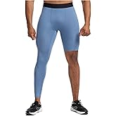 Men's Basketball Single Leg Tight Sports Pants 1/2 One Leg Compression Pants with Pockets Athletic Base Layer