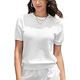 DAIMIDY Womens Cotton & Modal Short Sleeve Sweaters Lightweight Summer Pullover Basic Knit Tops